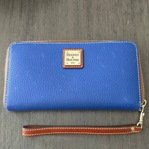 Dooney & Bourke Pebble Grain Zip Around Wallet Women OS Blue Leather Wristlet